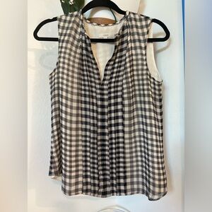 Black and White Gingham Silk Top